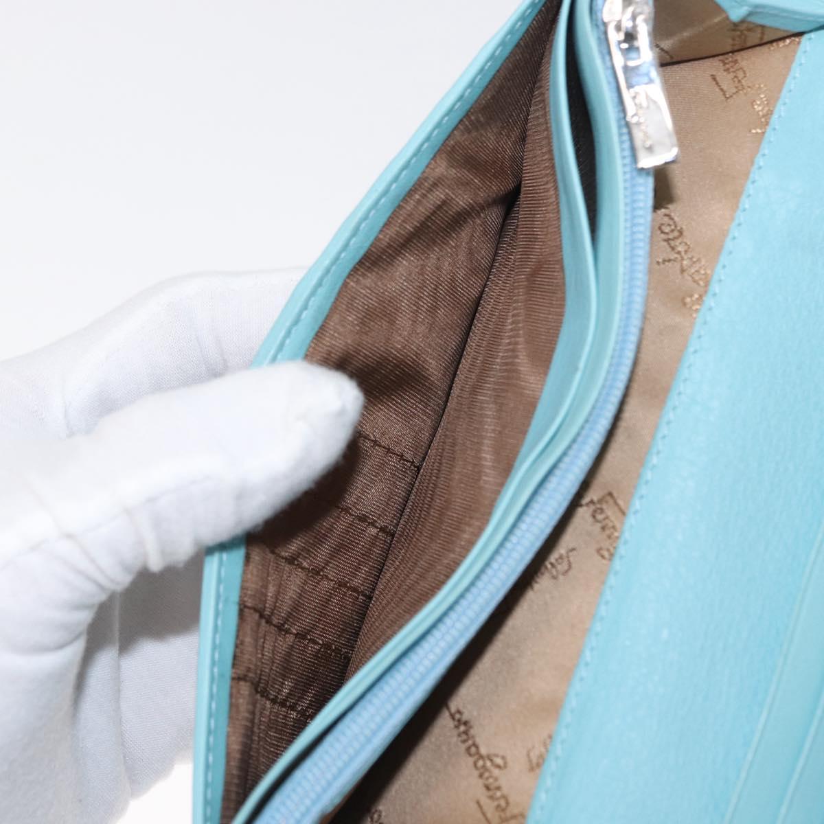 Salvatore Ferragamo Gancini Long Wallet Leather Lavende Silver Auth 166058