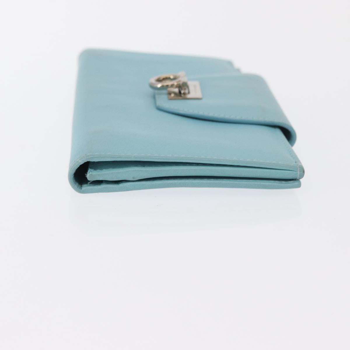 Salvatore Ferragamo Gancini Long Wallet Leather Lavende Silver Auth 166058