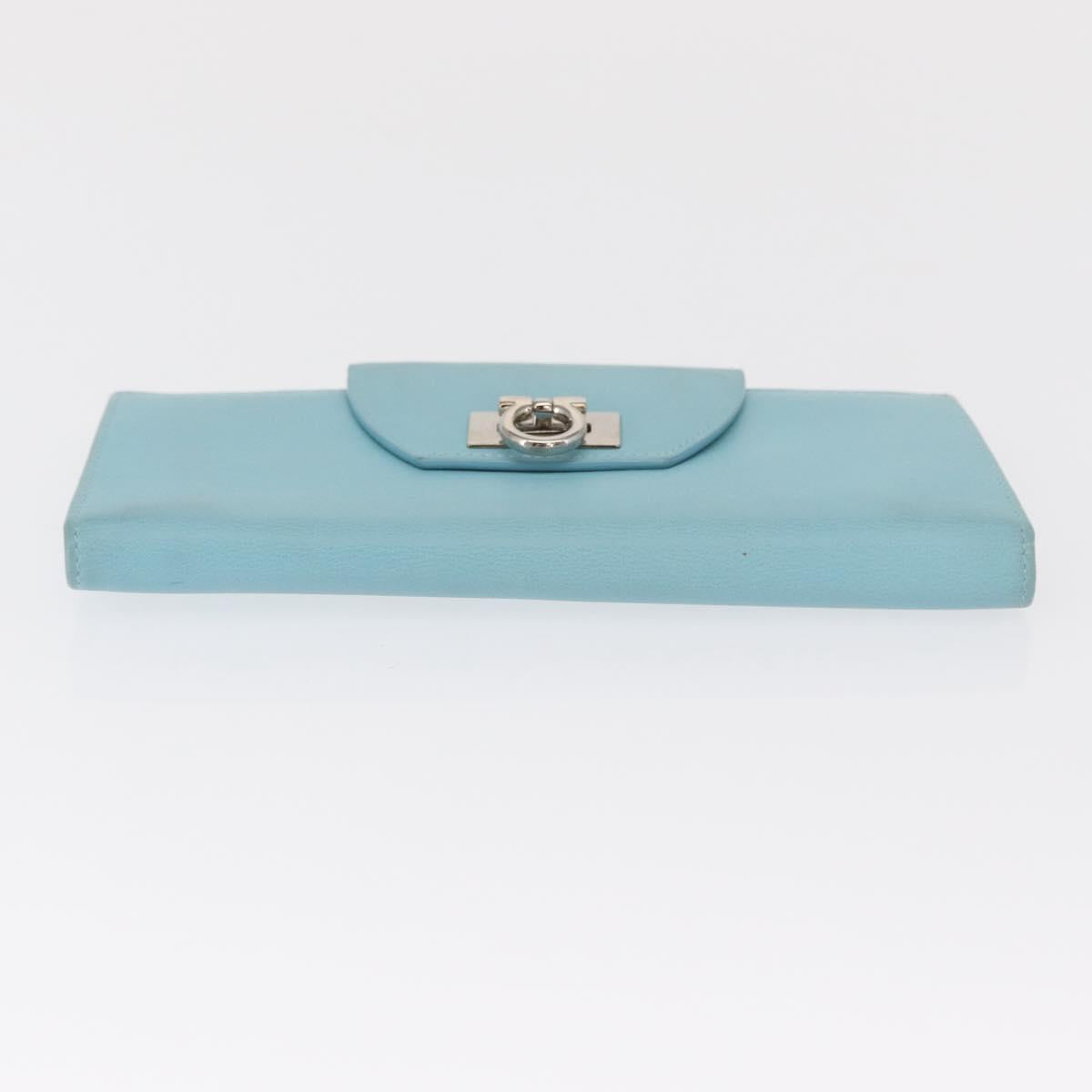 Salvatore Ferragamo Gancini Long Wallet Leather Lavende Silver Auth 166058