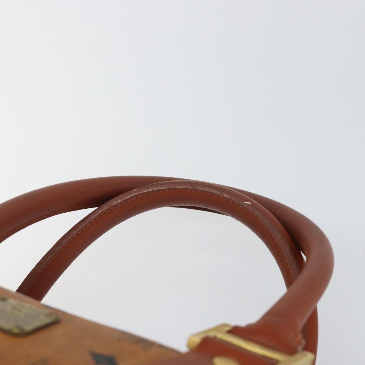 MCM Vicetos Logogram Boston Bag PVC Leather Brown Gold Auth 166071
