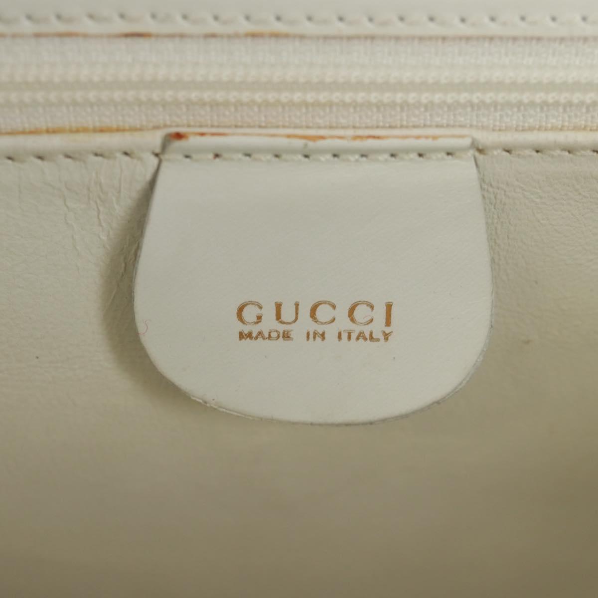 GUCCI Ready Lock Hand Bag Leather White Gold 000 0926 0258 Auth 166082V