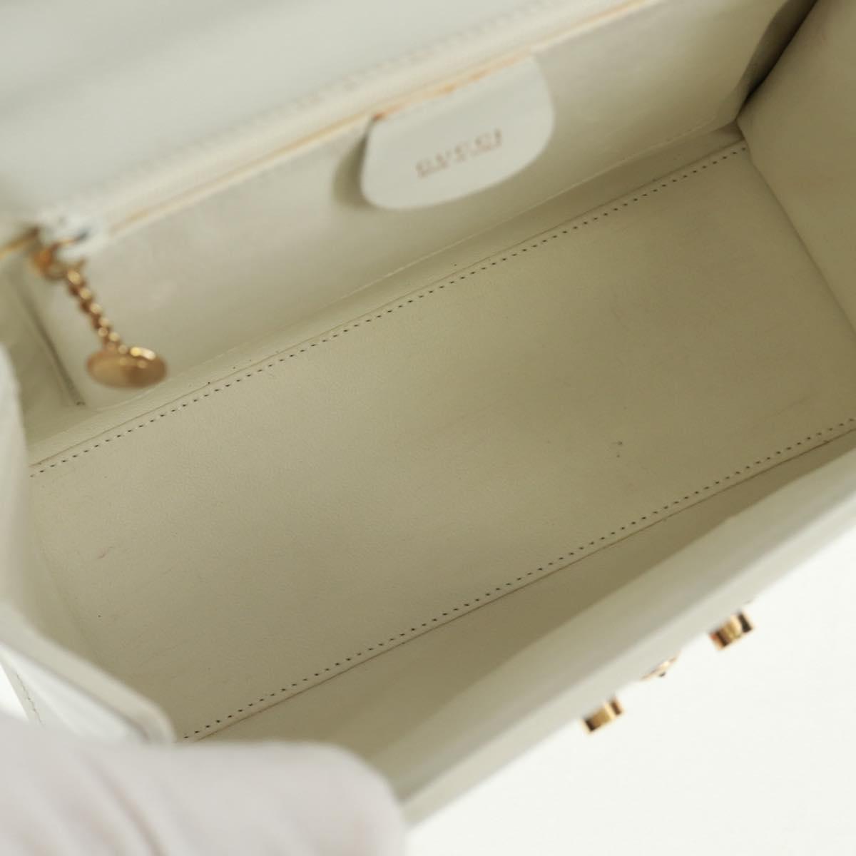 GUCCI Ready Lock Hand Bag Leather White Gold 000 0926 0258 Auth 166082V