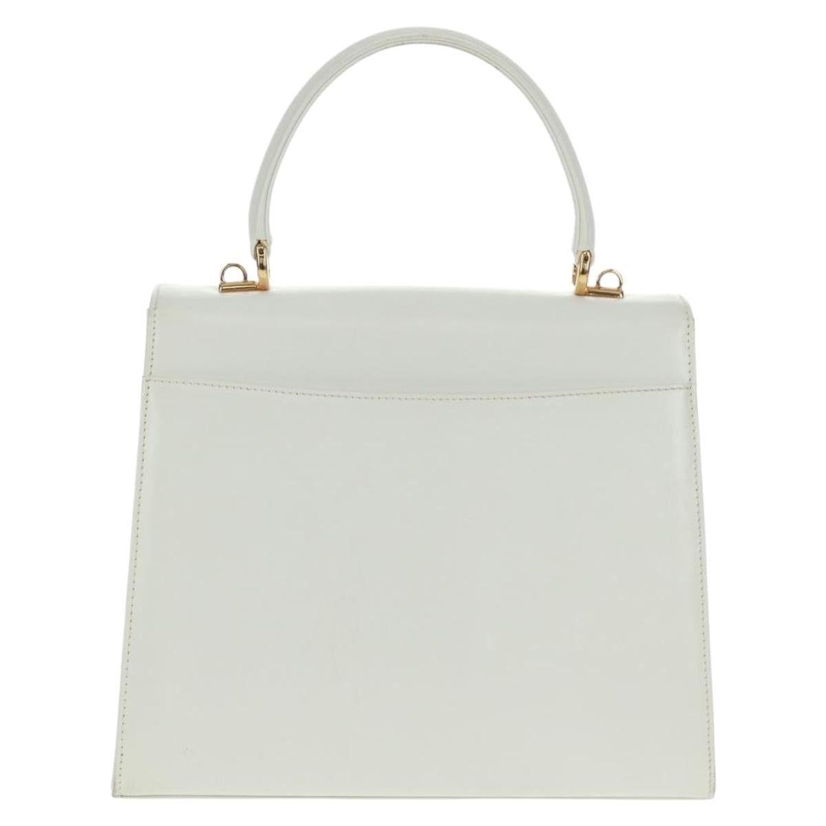 GUCCI Ready Lock Hand Bag Leather White Gold 000 0926 0258 Auth 166082V