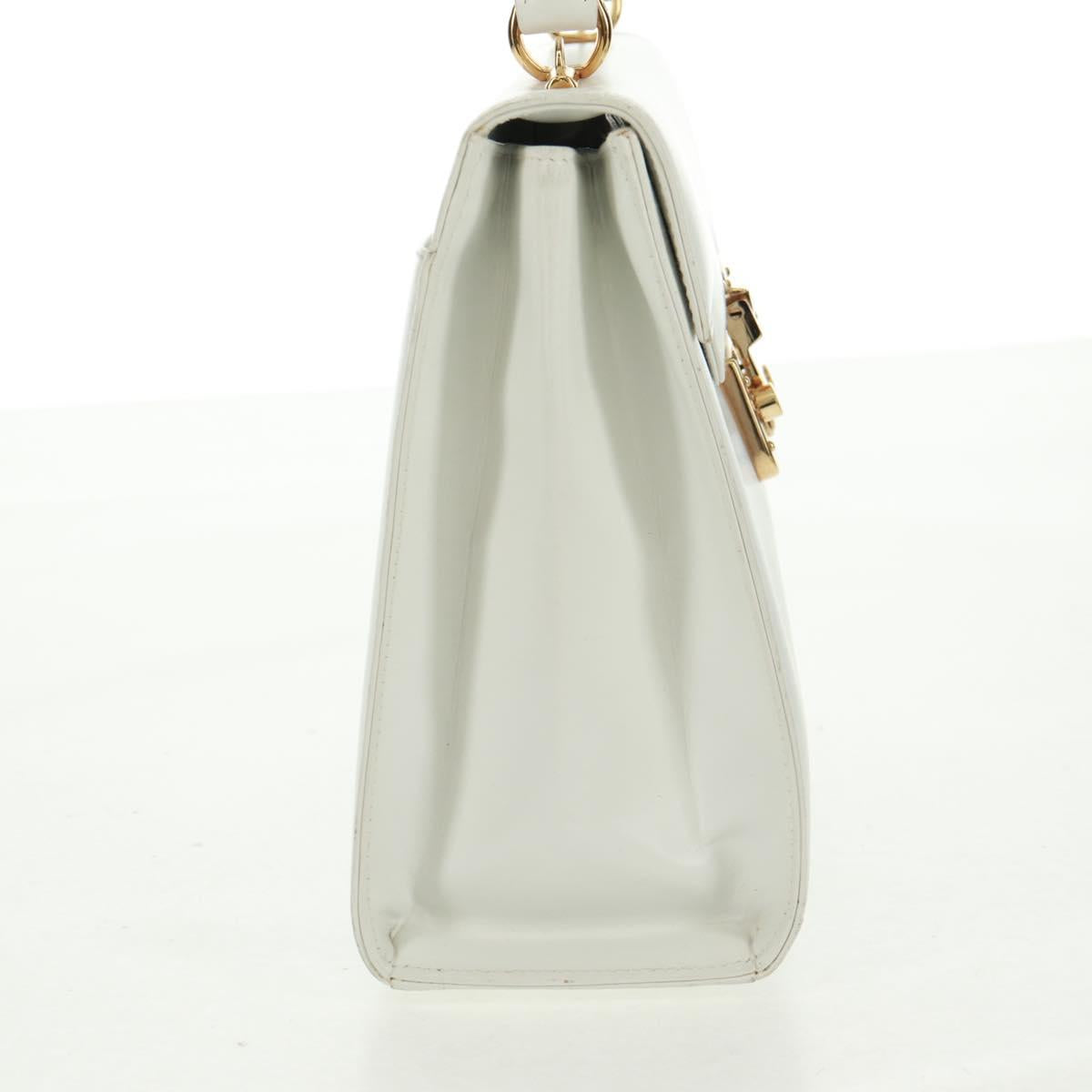 GUCCI Ready Lock Hand Bag Leather White Gold 000 0926 0258 Auth 166082V