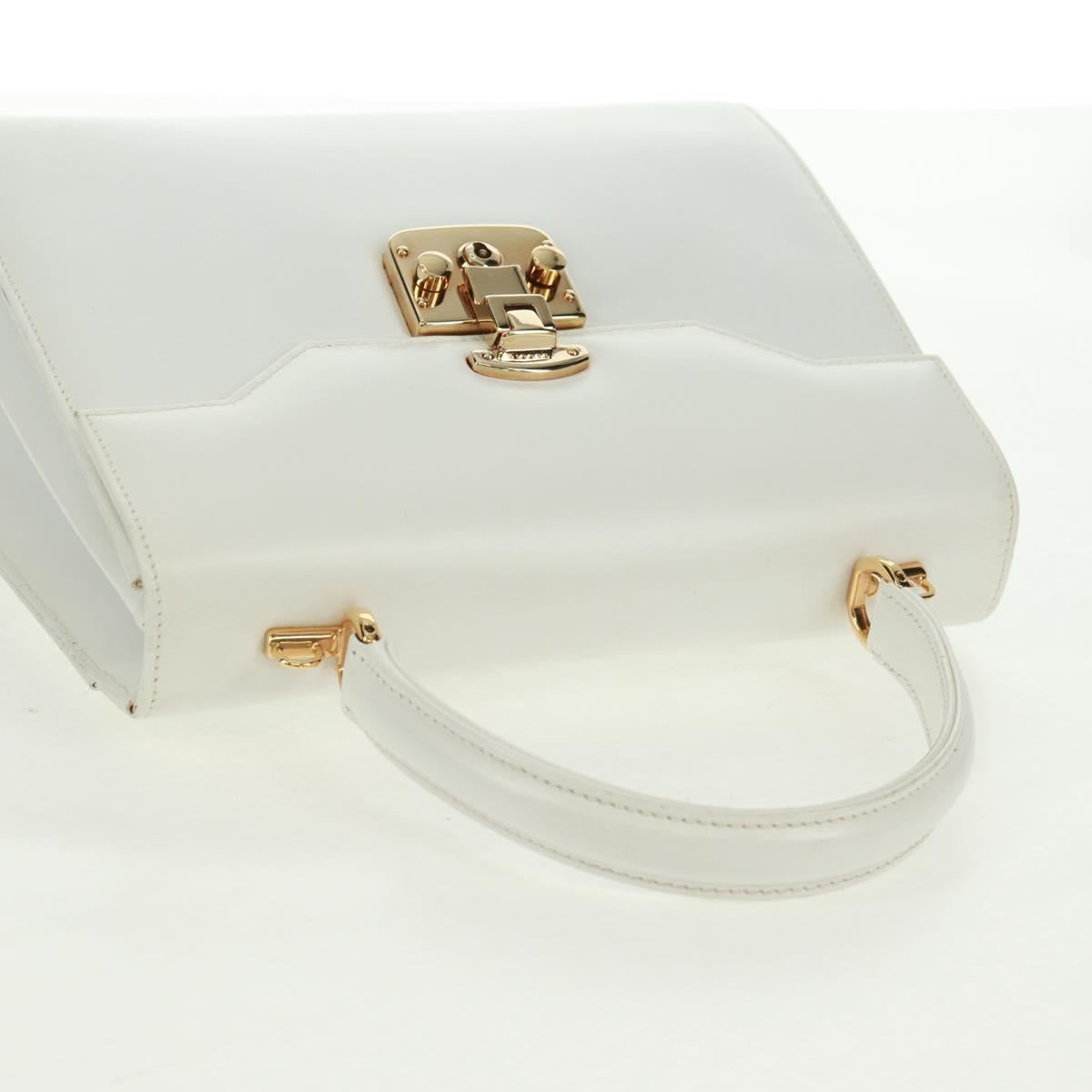 GUCCI Ready Lock Hand Bag Leather White Gold 000 0926 0258 Auth 166082V