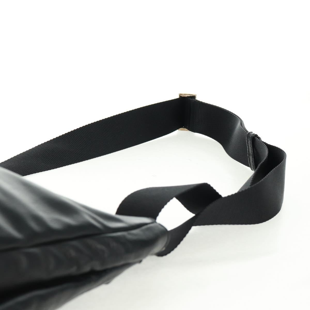 PRADA Shoulder Bag Leather Black Silver Auth 166083V