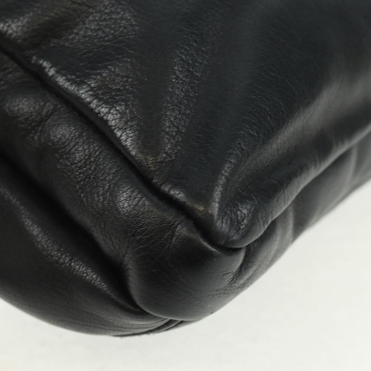 PRADA Shoulder Bag Leather Black Silver Auth 166083V