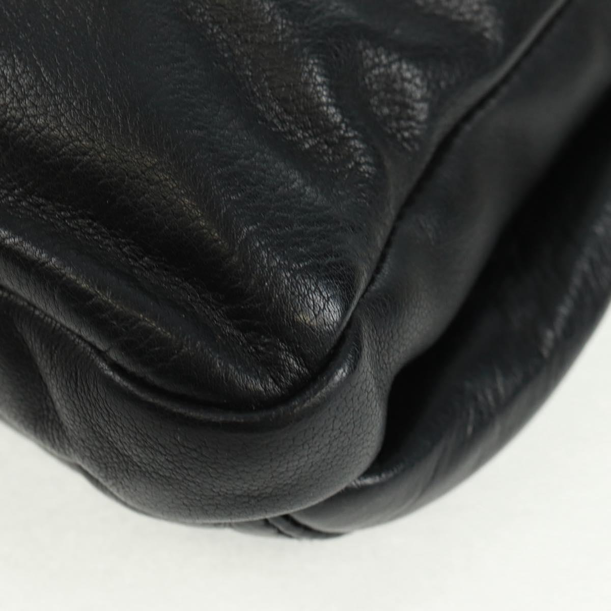 PRADA Shoulder Bag Leather Black Silver Auth 166083V