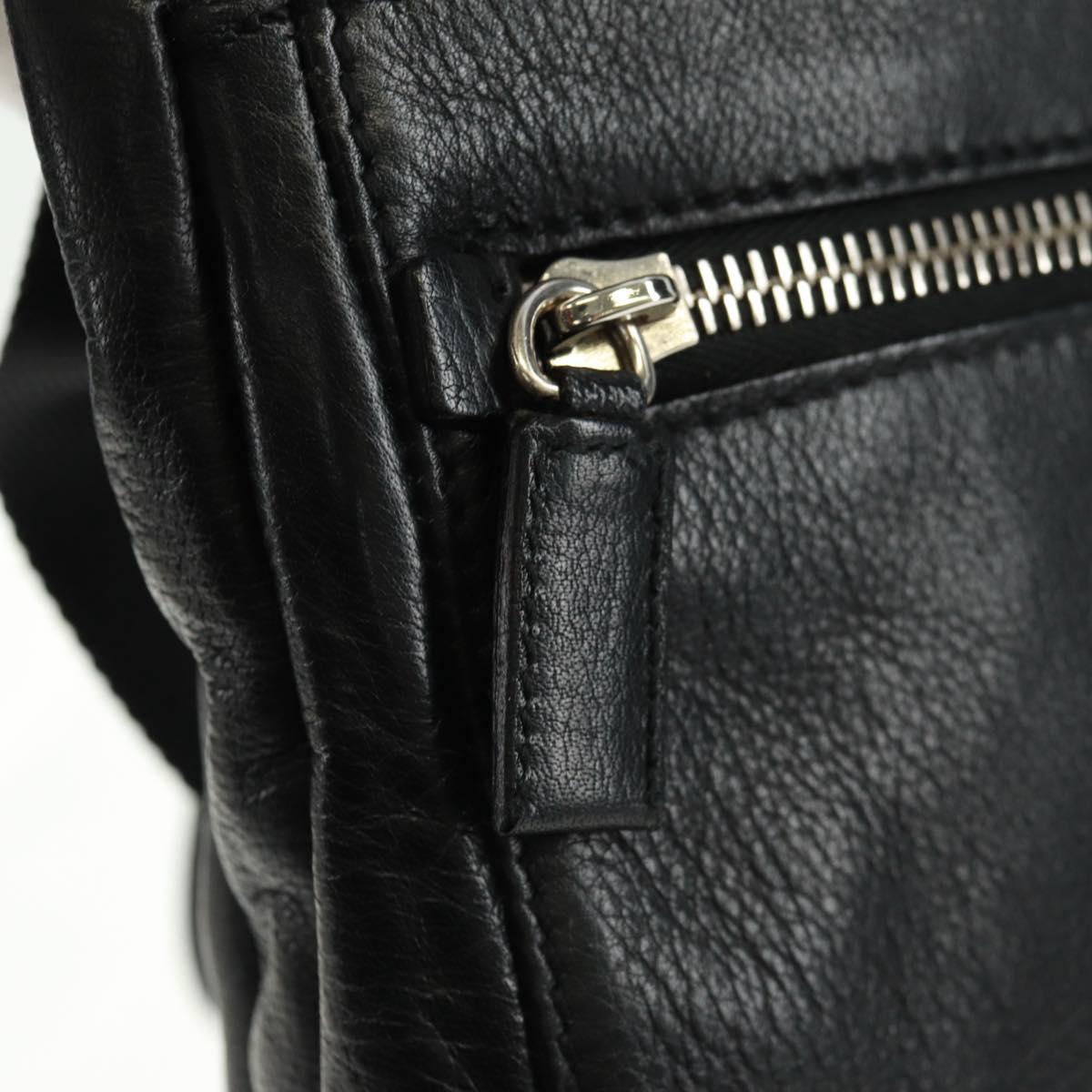 PRADA Shoulder Bag Leather Black Silver Auth 166083V