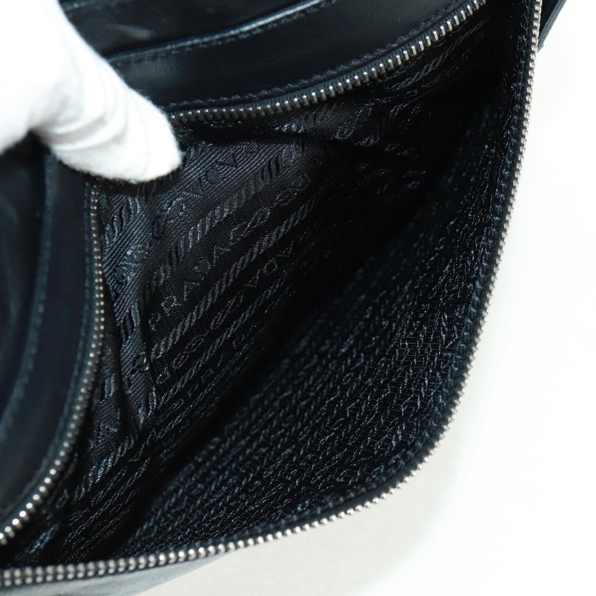 PRADA Shoulder Bag Leather Black Silver Auth 166083V