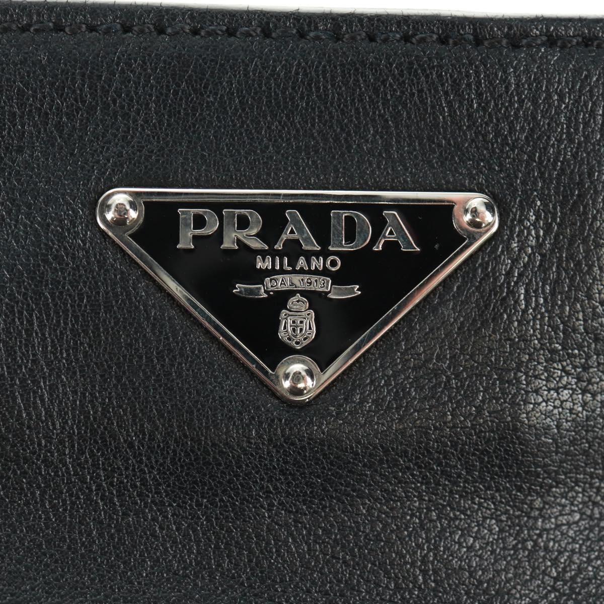PRADA Shoulder Bag Leather Black Silver Auth 166083V