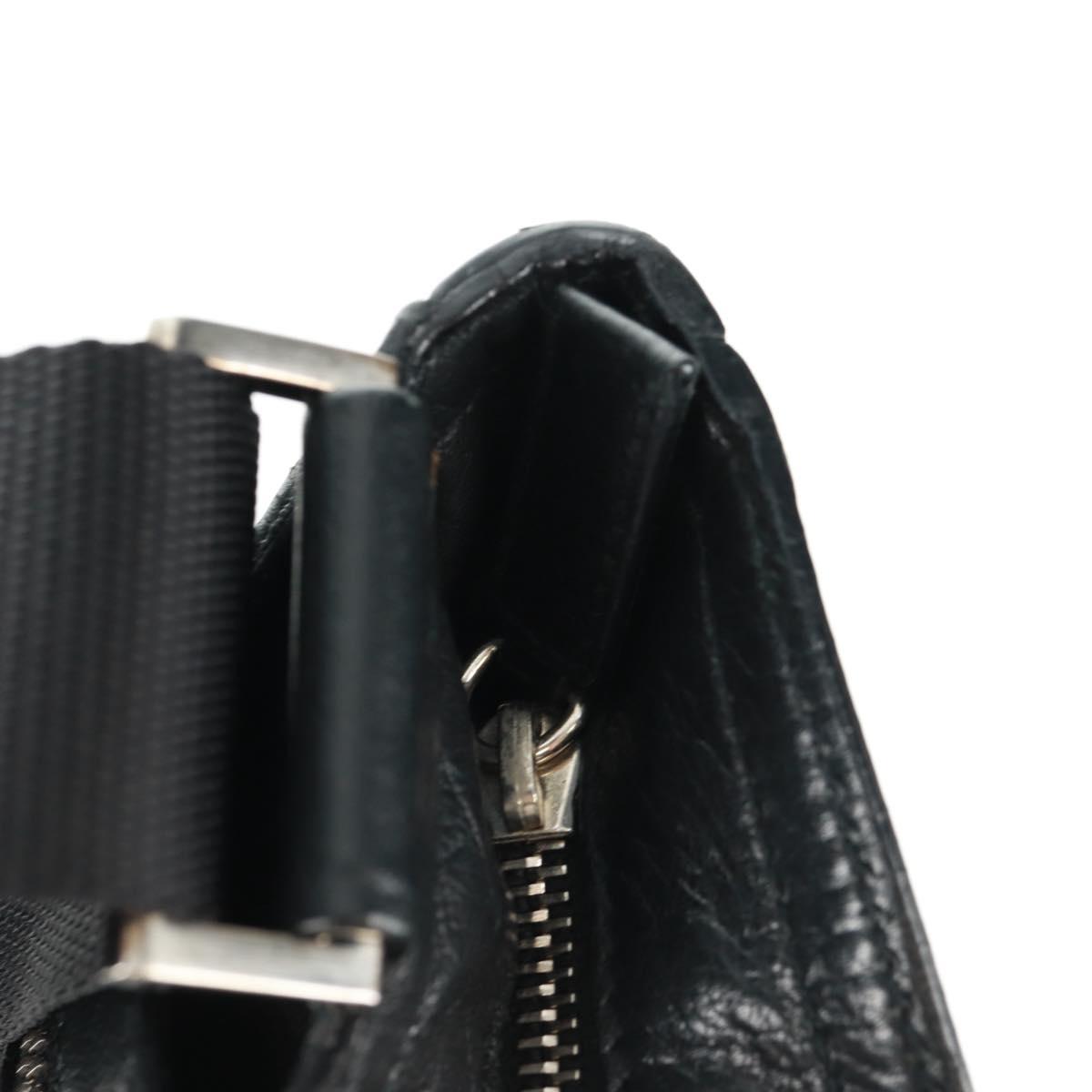 PRADA Shoulder Bag Leather Black Silver Auth 166083V