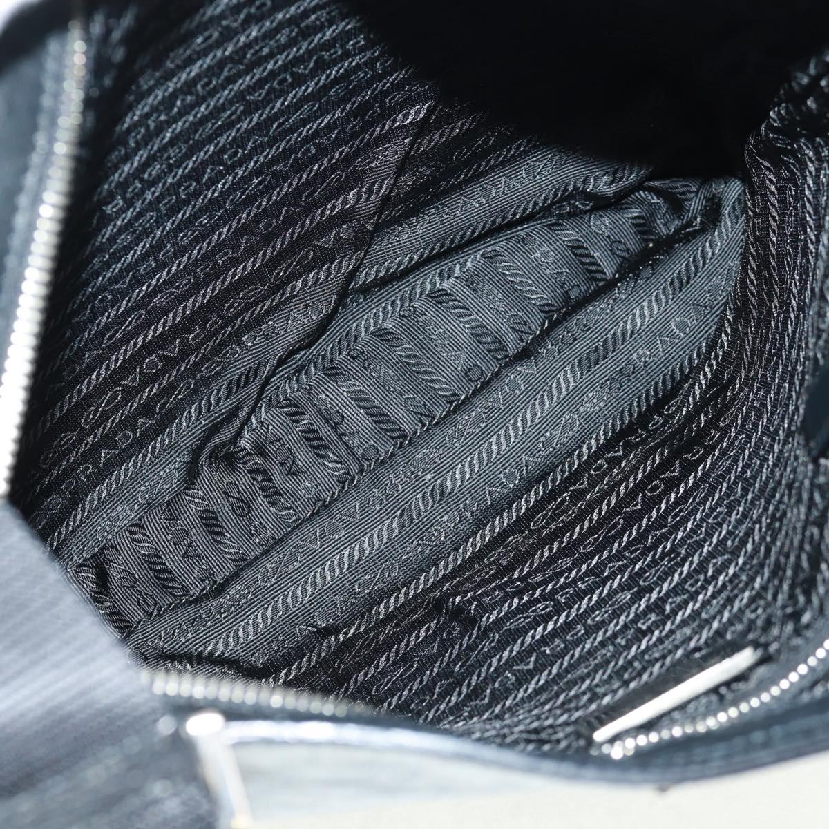 PRADA Shoulder Bag Leather Black Silver Auth 166083V