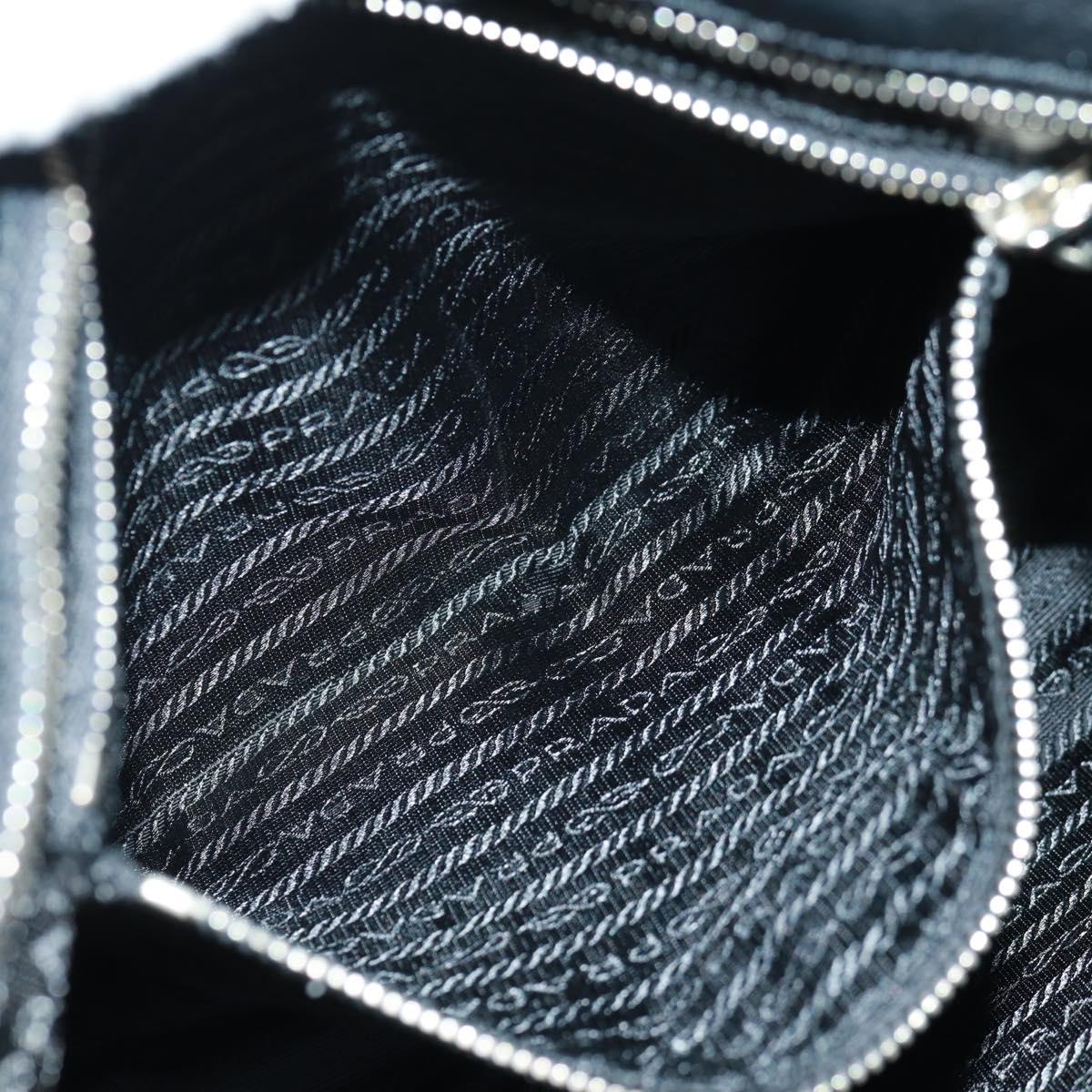 PRADA Shoulder Bag Leather Black Silver Auth 166083V