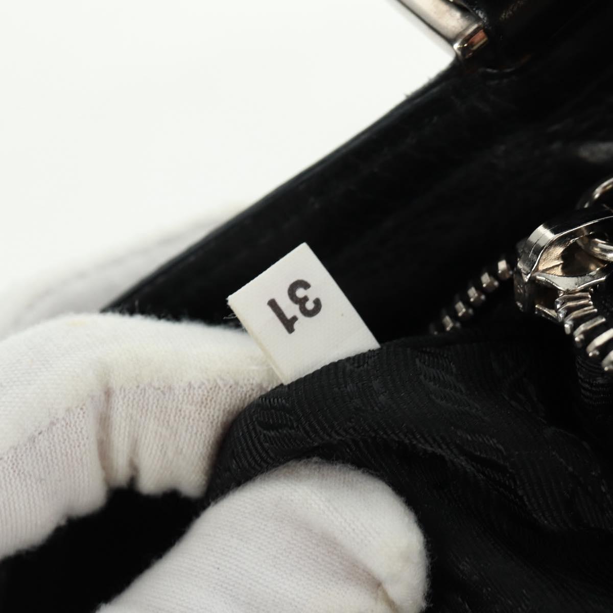 PRADA Shoulder Bag Leather Black Silver Auth 166083V