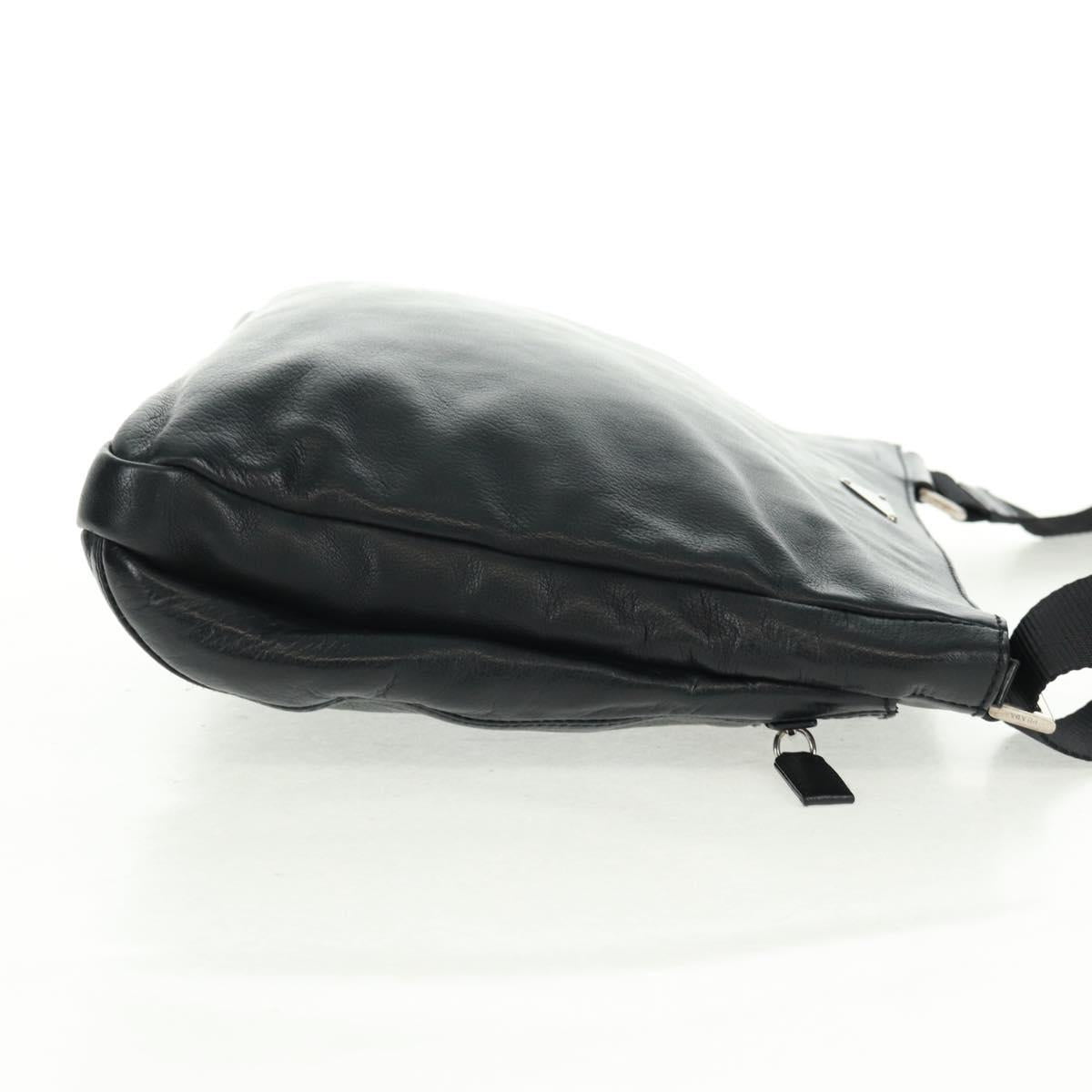 PRADA Shoulder Bag Leather Black Silver Auth 166083V