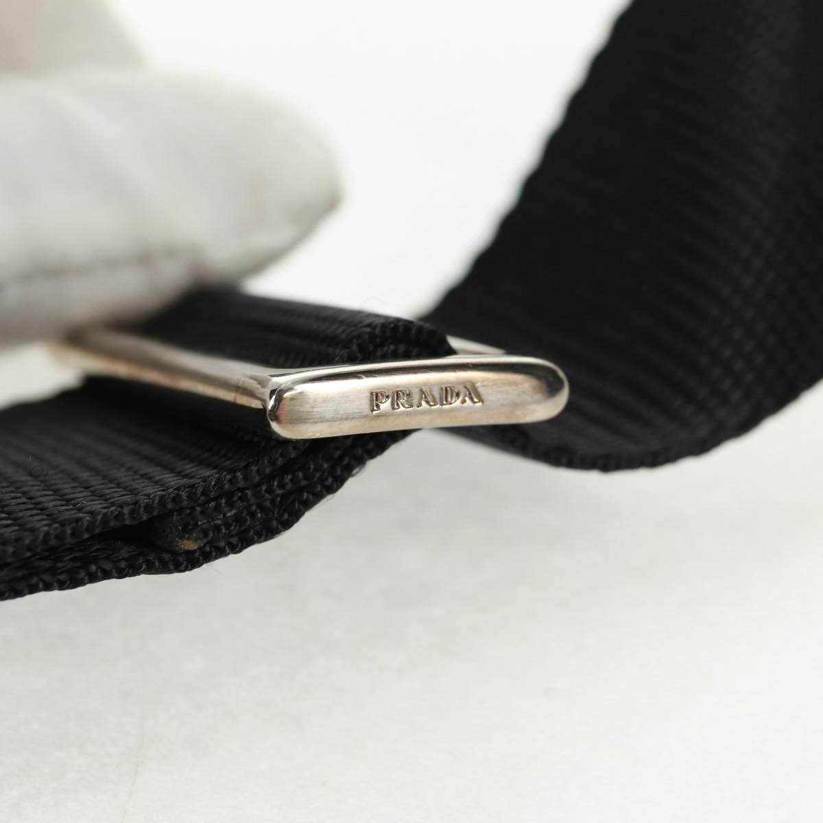 PRADA Shoulder Bag Leather Black Silver Auth 166083V