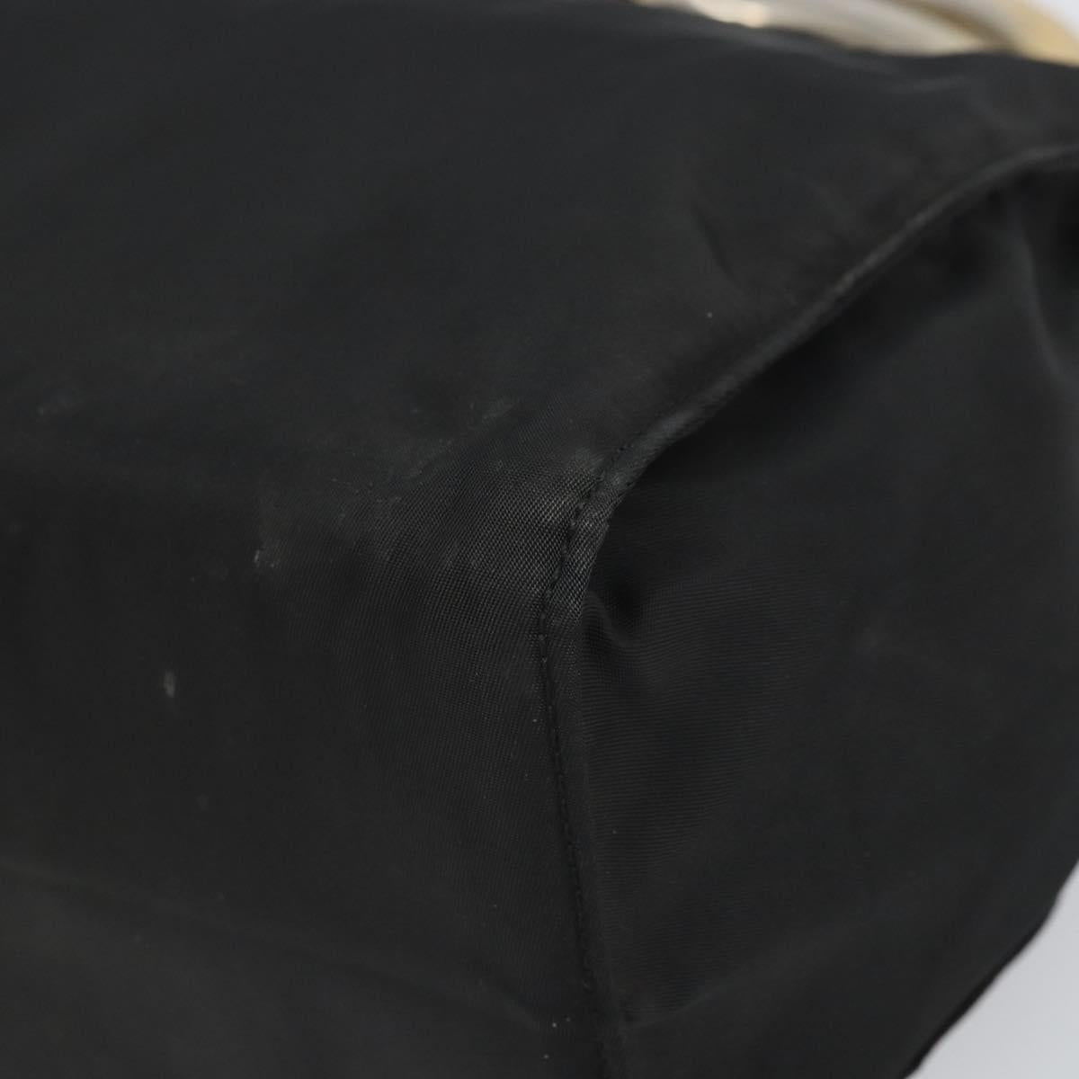 PRADA Hand Bag nylon metal Black Gold Auth 166097