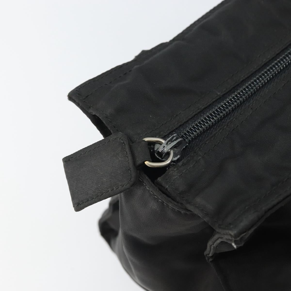 PRADA Hand Bag nylon metal Black Gold Auth 166097