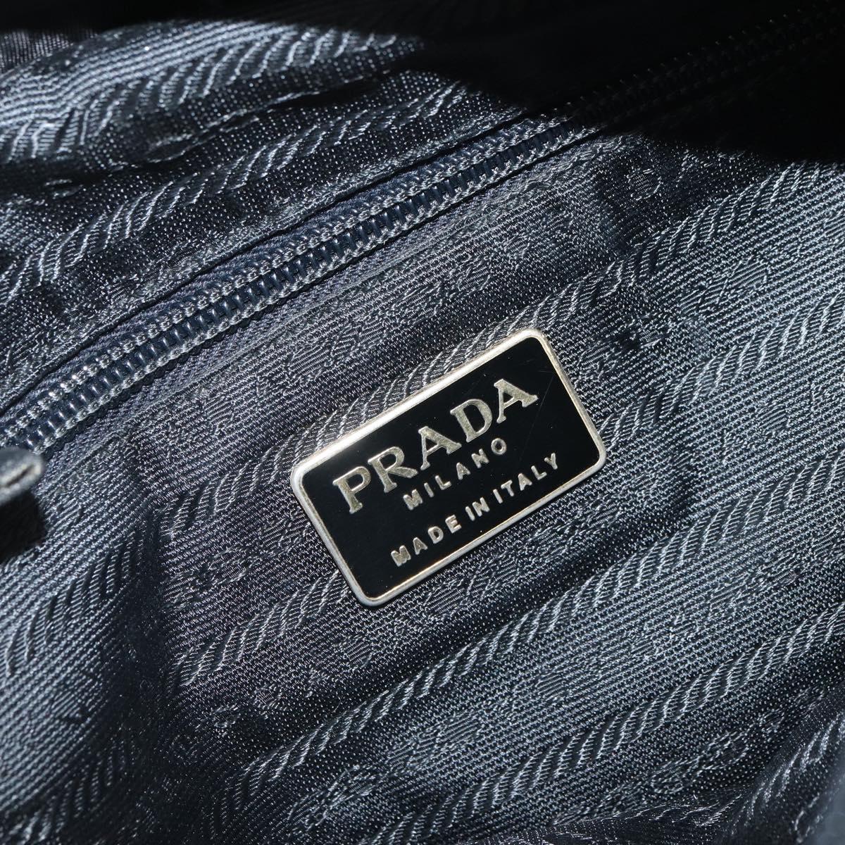 PRADA Hand Bag nylon metal Black Gold Auth 166097
