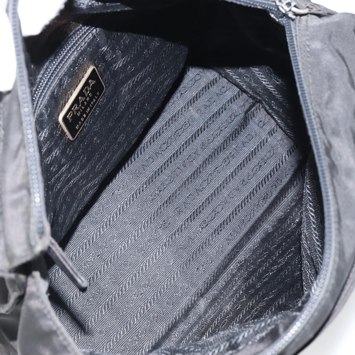 PRADA Hand Bag nylon metal Black Gold Auth 166097