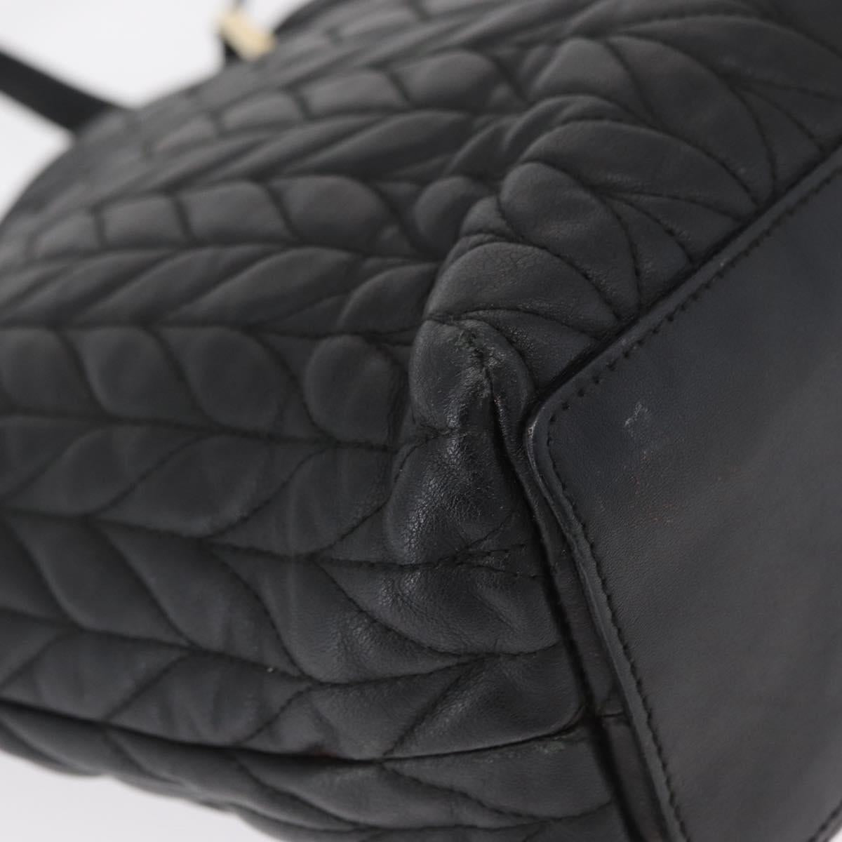 GUCCI Tote Bag Leather Black Gold 002 1099 Auth 166099