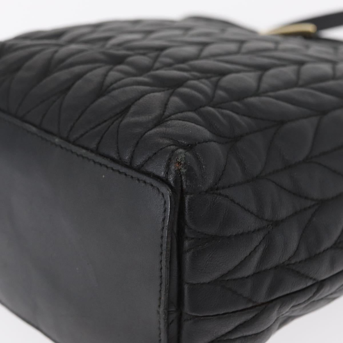 GUCCI Tote Bag Leather Black Gold 002 1099 Auth 166099