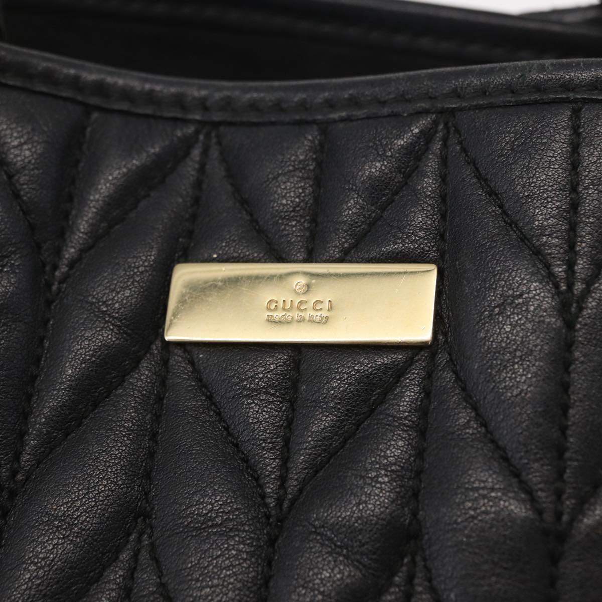 GUCCI Tote Bag Leather Black Gold 002 1099 Auth 166099