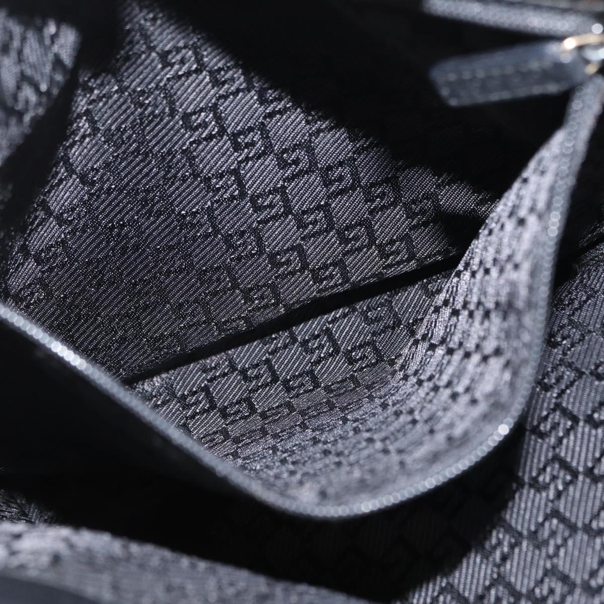 GUCCI Tote Bag Leather Black Gold 002 1099 Auth 166099