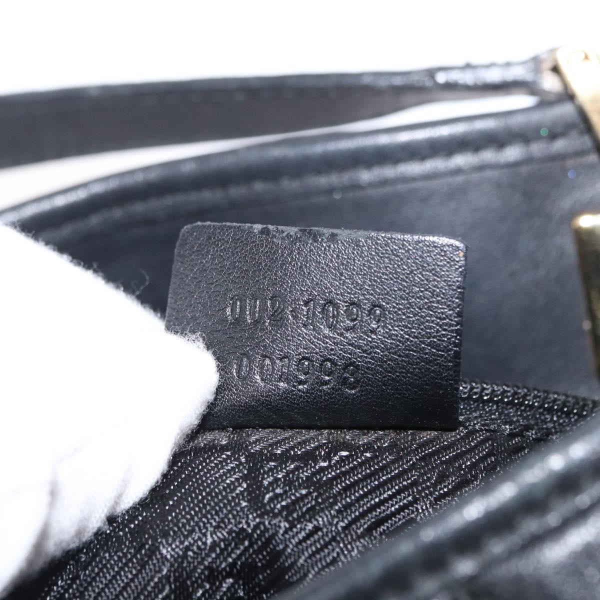 GUCCI Tote Bag Leather Black Gold 002 1099 Auth 166099