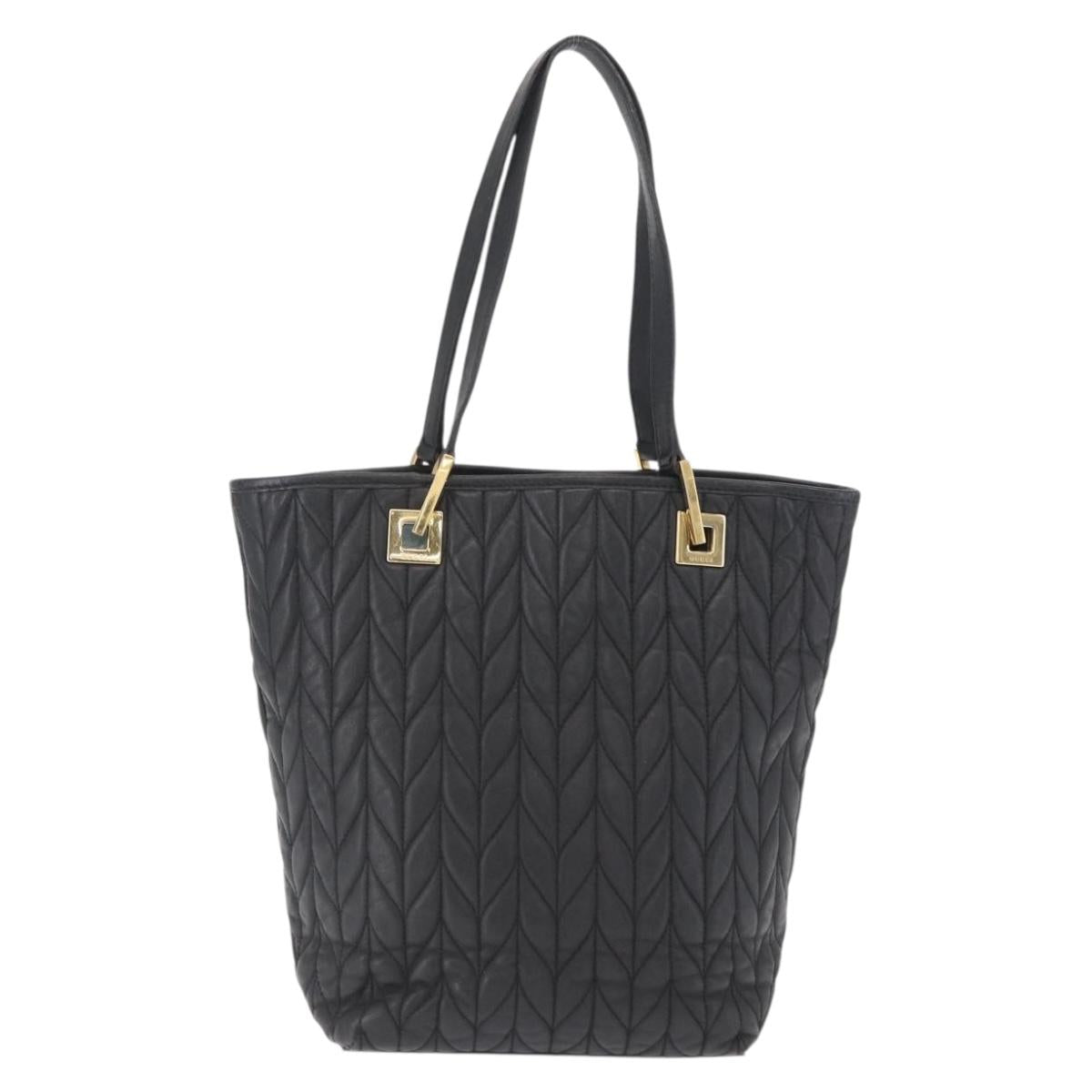 GUCCI Tote Bag Leather Black Gold 002 1099 Auth 166099