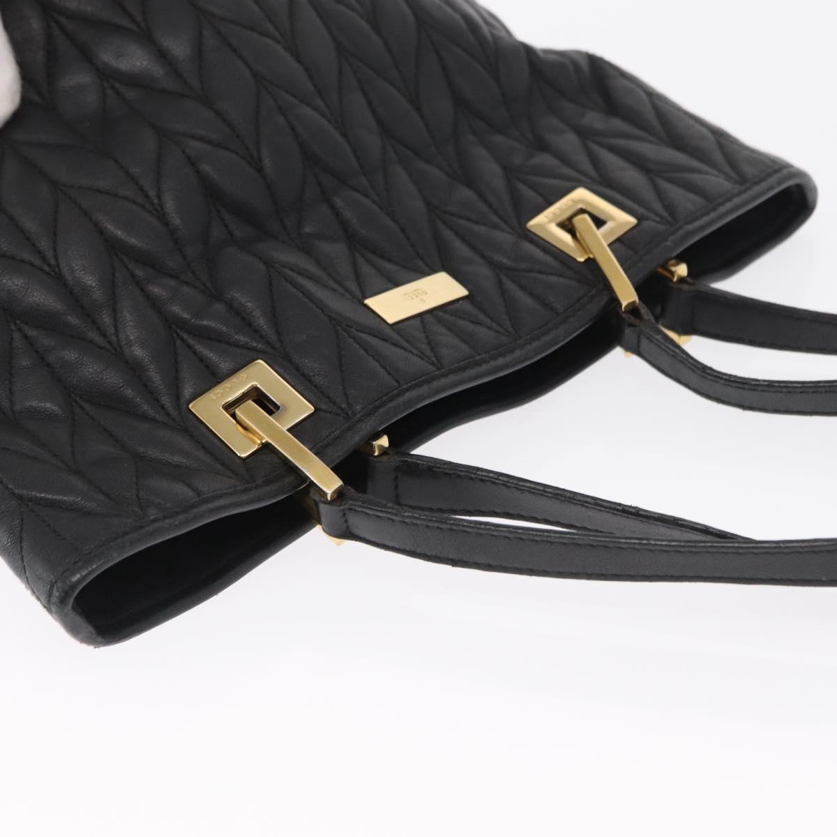 GUCCI Tote Bag Leather Black Gold 002 1099 Auth 166099