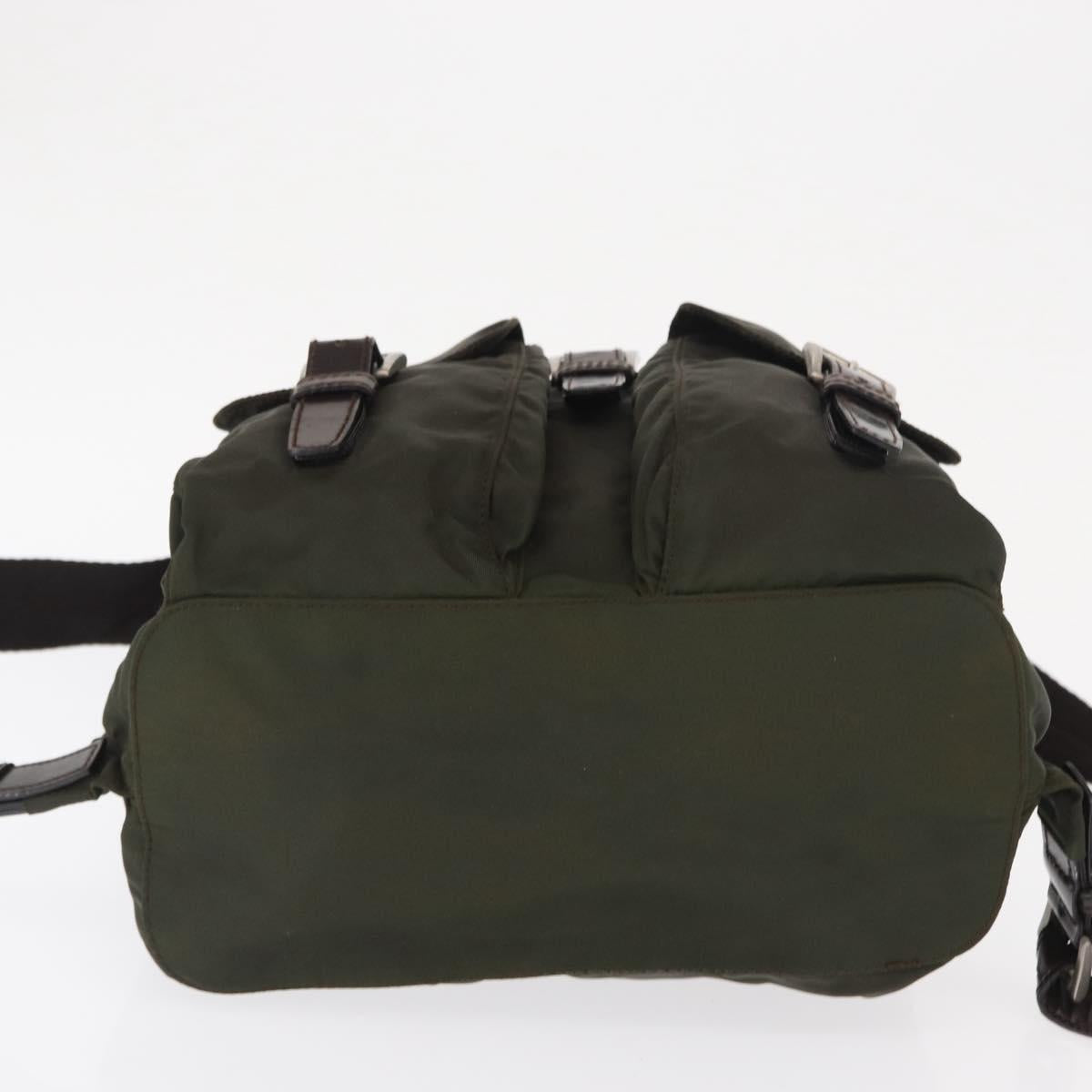 PRADA Backpack Nylon Khaki Silver Auth 166105