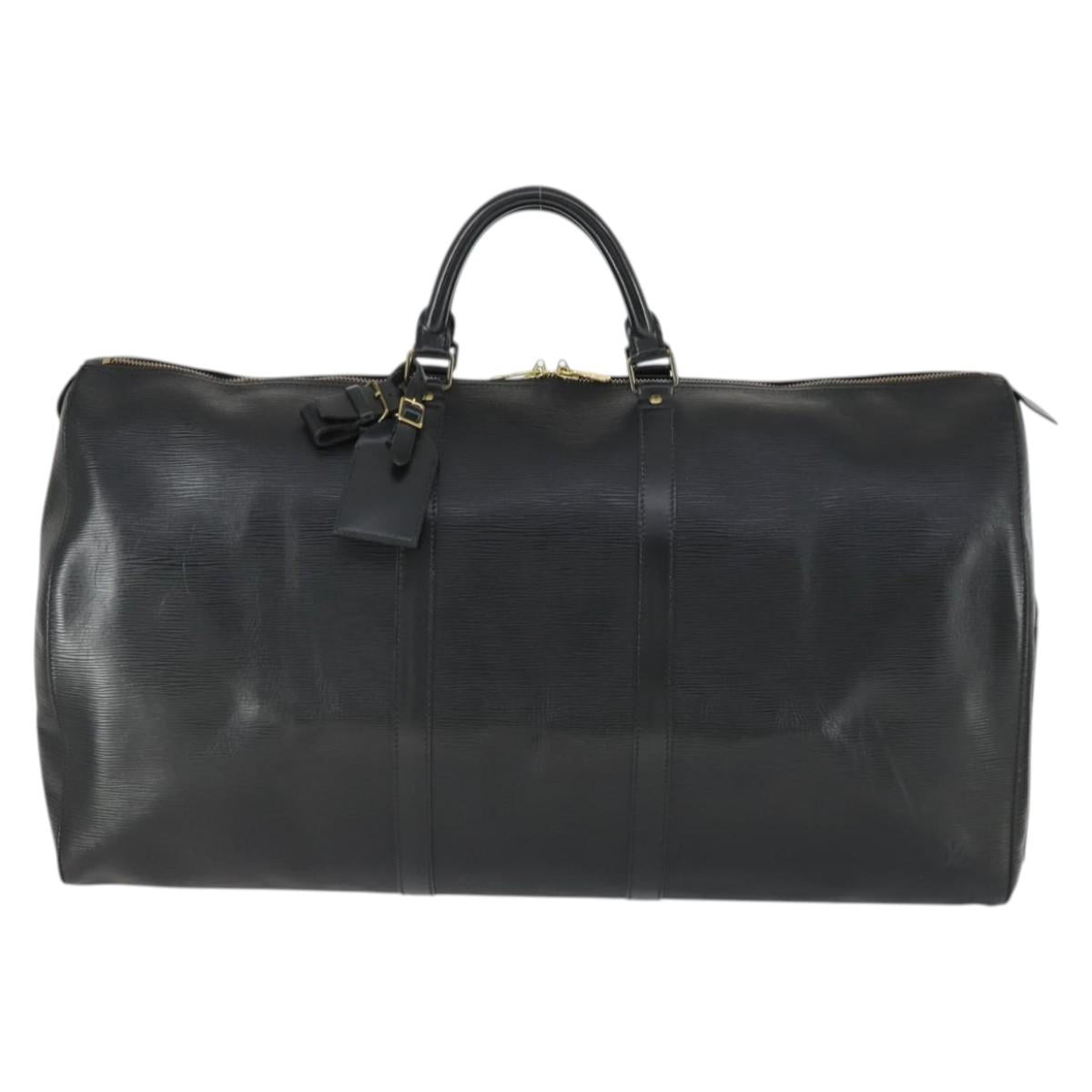 LOUIS VUITTON Epi Keepall 60 Boston Bag Black M42942 LV Auth 166113