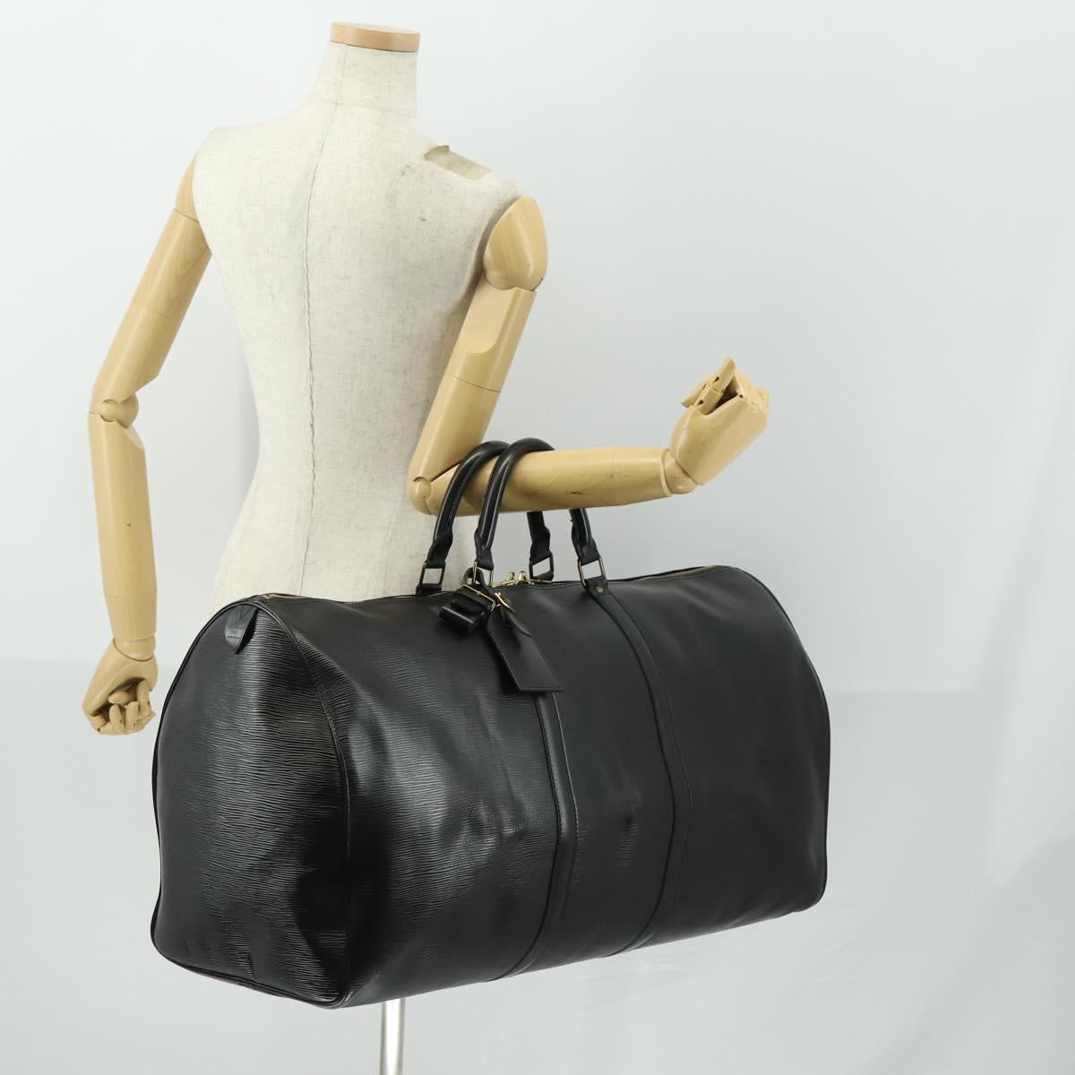 LOUIS VUITTON Epi Keepall 60 Boston Bag Black M42942 LV Auth 166113