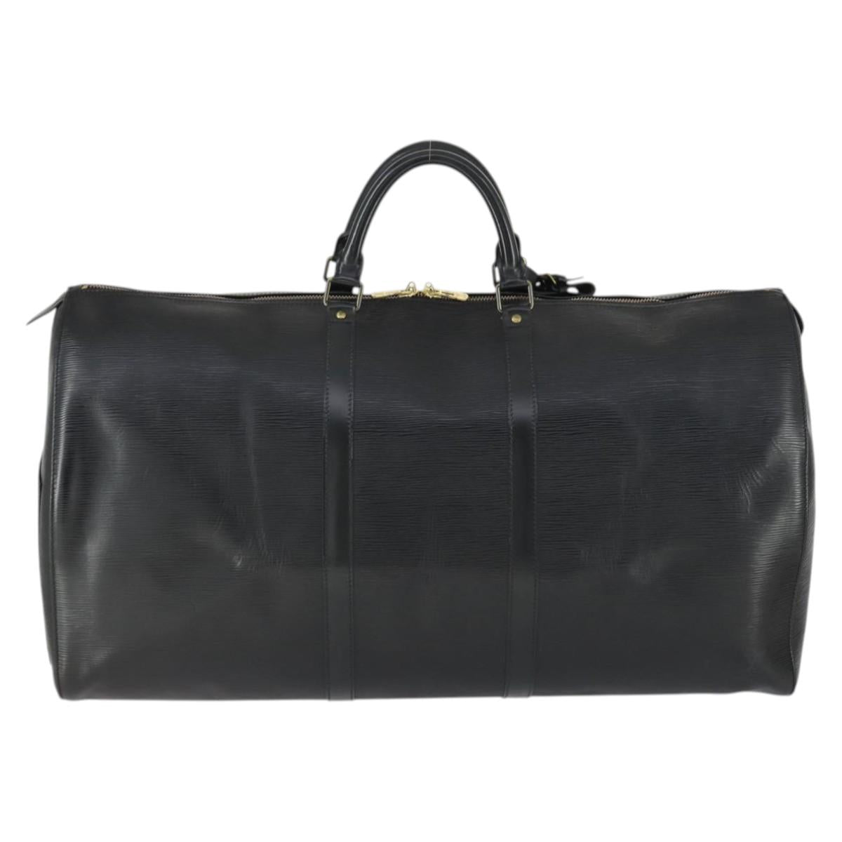 LOUIS VUITTON Epi Keepall 60 Boston Bag Black M42942 LV Auth 166113