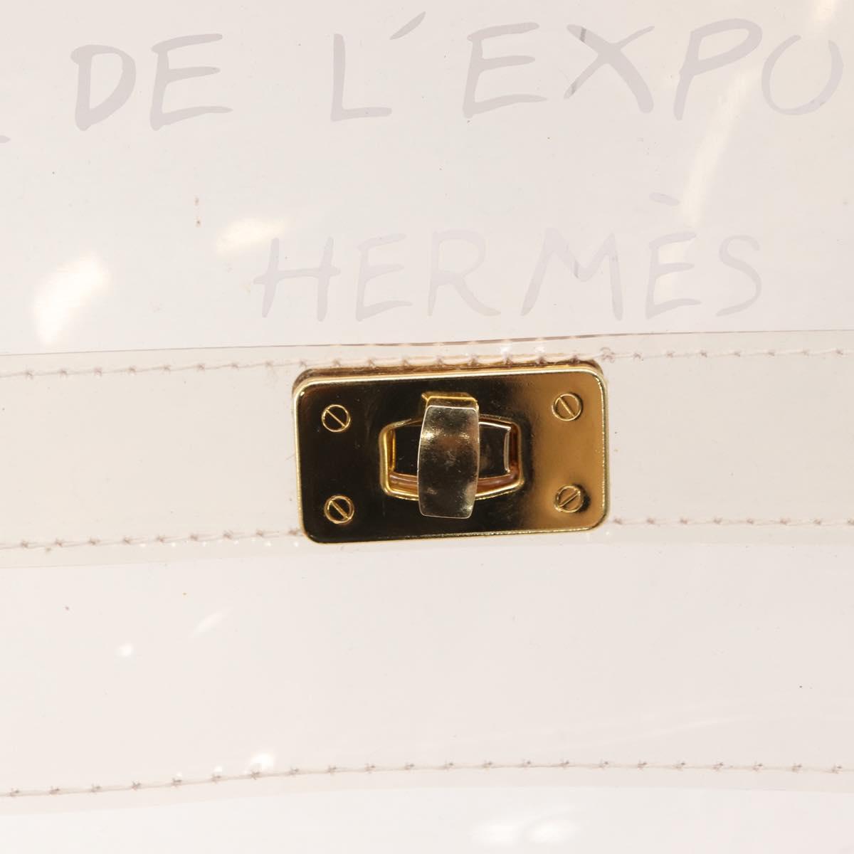 HERMES Vinyl Kelly Hand Bag Vinyl Clear Auth 166116