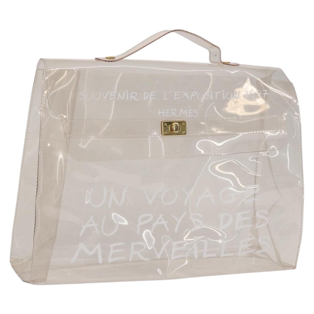 HERMES Vinyl Kelly Hand Bag Vinyl Clear Auth 166116