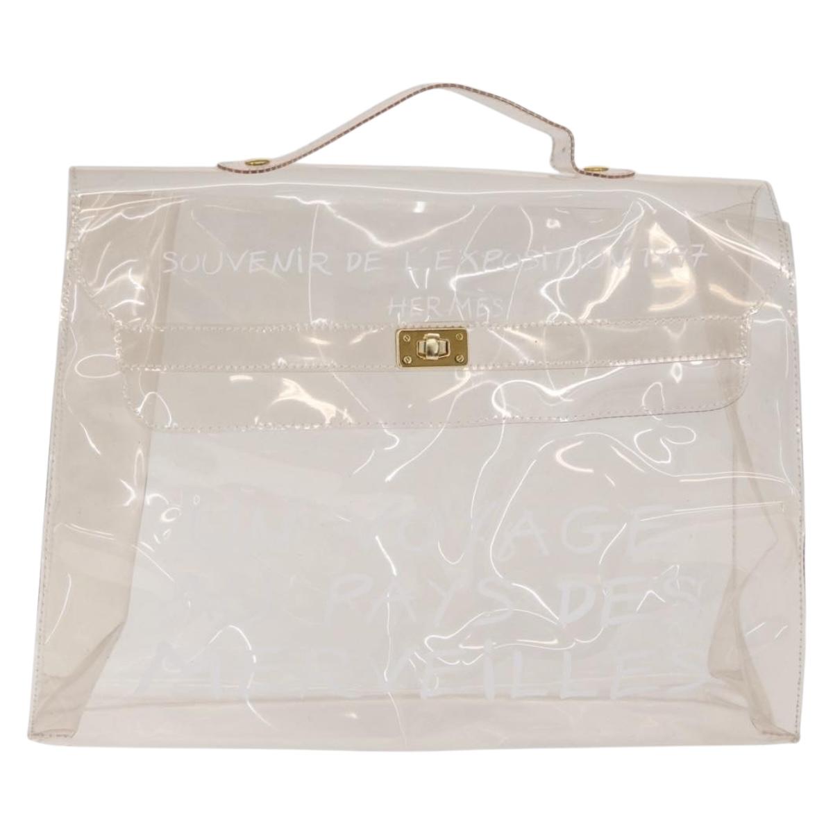HERMES Vinyl Kelly Hand Bag Vinyl Clear Auth 166116