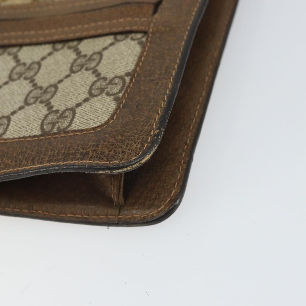 GUCCI GG Supreme Web Sherry Line Shoulder Bag PVC Beige Gold Auth 166128