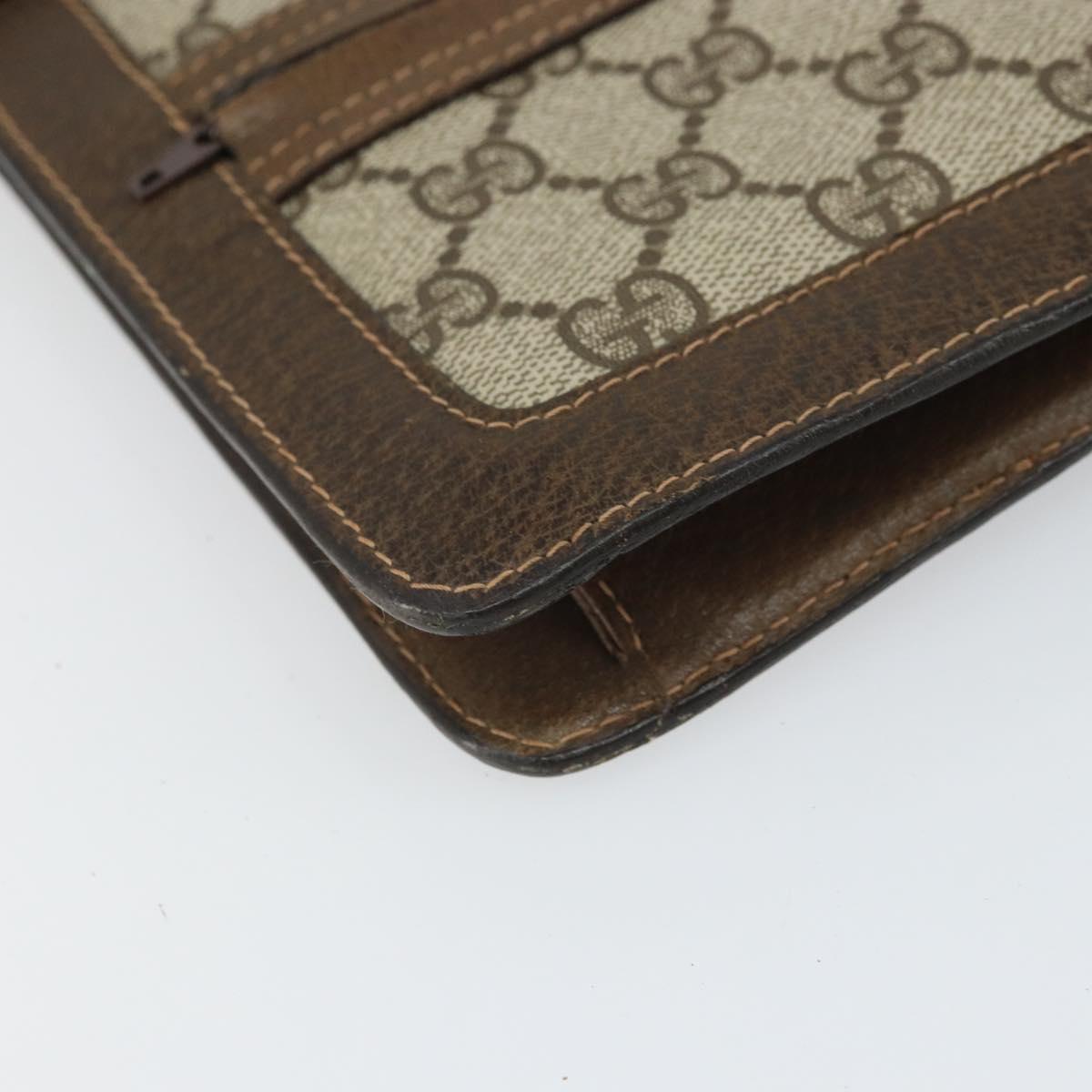 GUCCI GG Supreme Web Sherry Line Shoulder Bag PVC Beige Gold Auth 166128