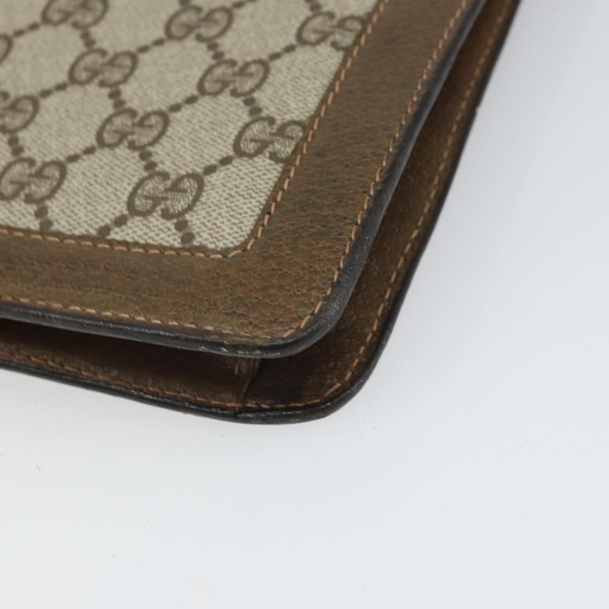 GUCCI GG Supreme Web Sherry Line Shoulder Bag PVC Beige Gold Auth 166128