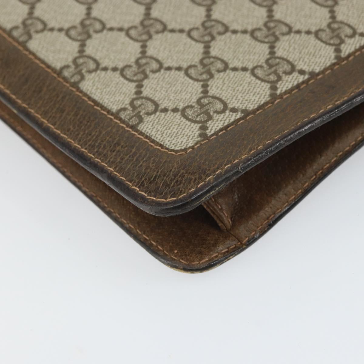 GUCCI GG Supreme Web Sherry Line Shoulder Bag PVC Beige Gold Auth 166128