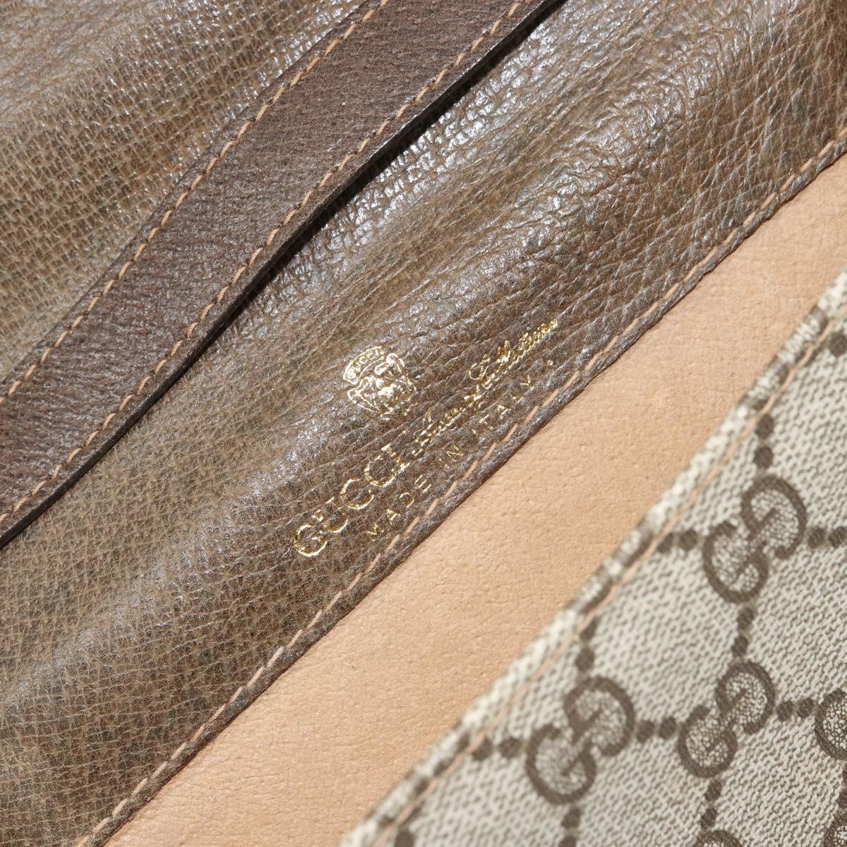 GUCCI GG Supreme Web Sherry Line Shoulder Bag PVC Beige Gold Auth 166128