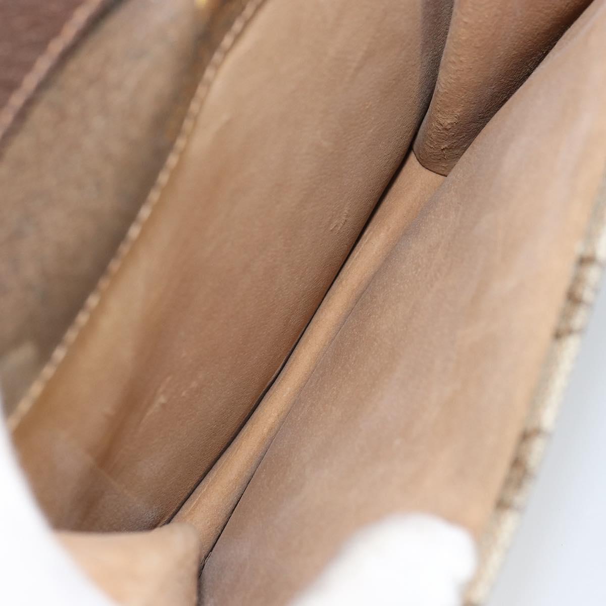 GUCCI GG Supreme Web Sherry Line Shoulder Bag PVC Beige Gold Auth 166128