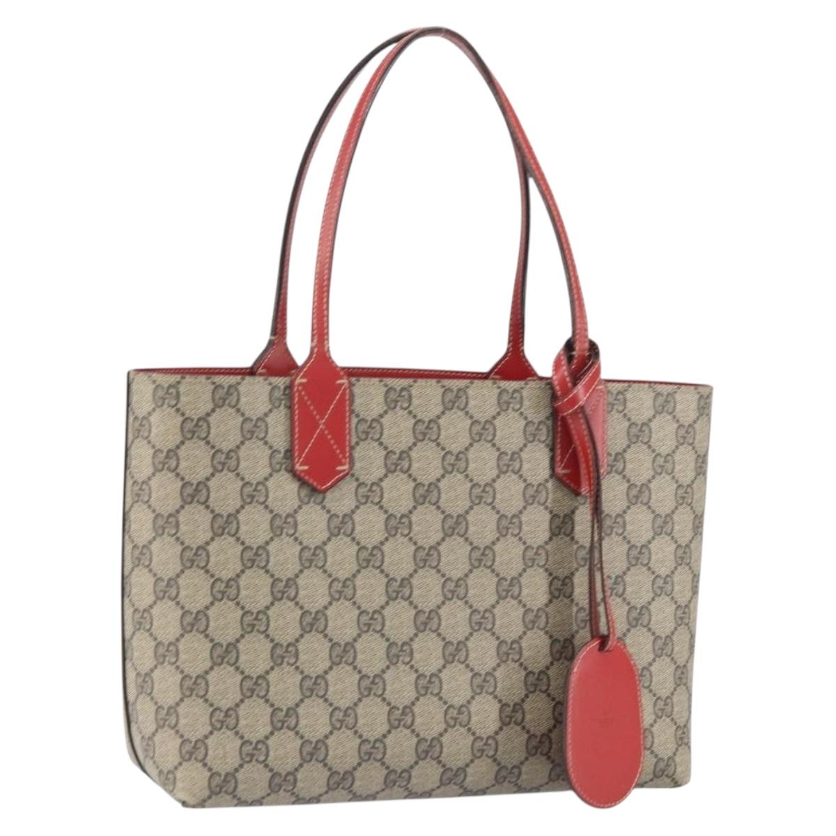 GUCCI GG Supreme Tote Bag PVC Beige 372613 Auth 166129
