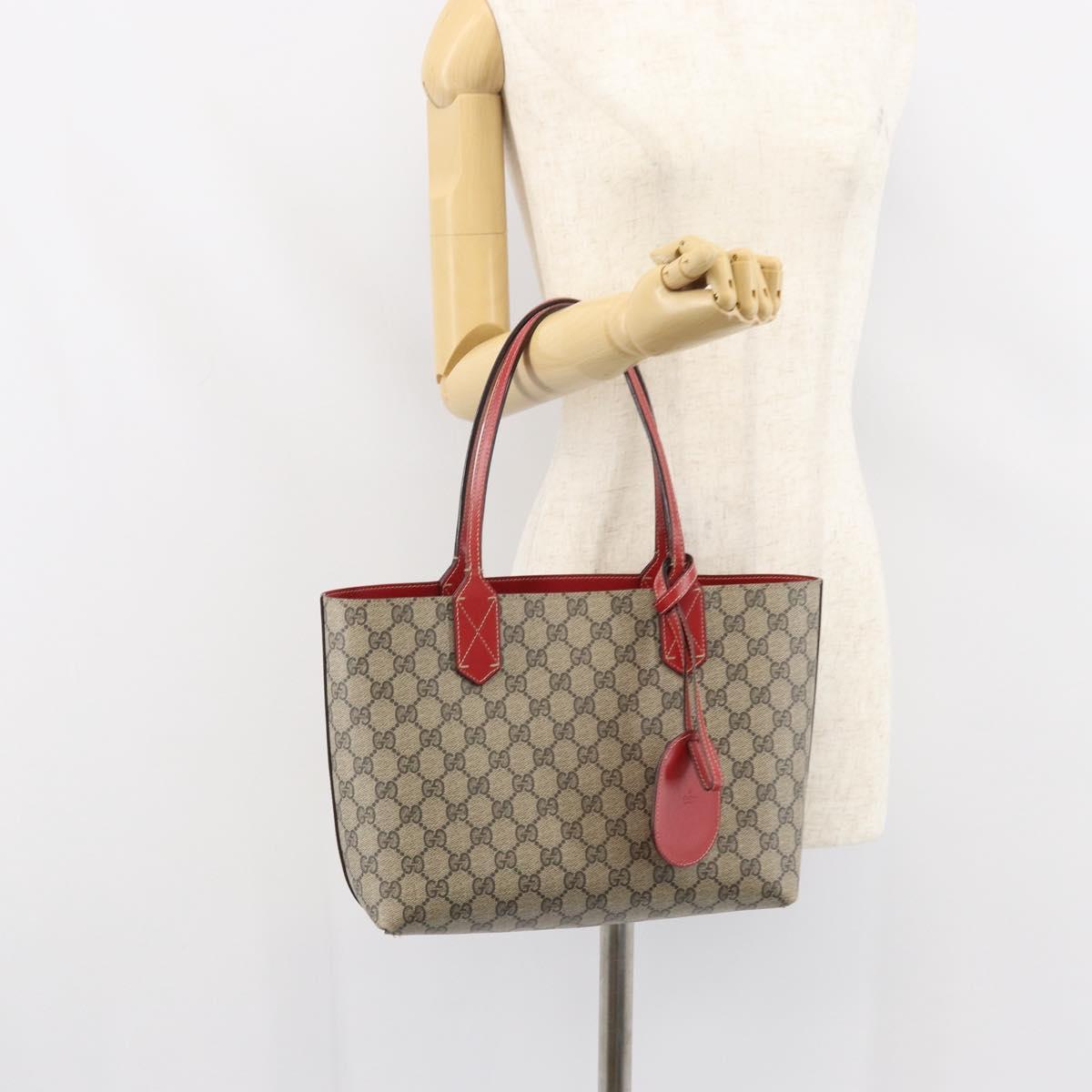GUCCI GG Supreme Tote Bag PVC Beige 372613 Auth 166129
