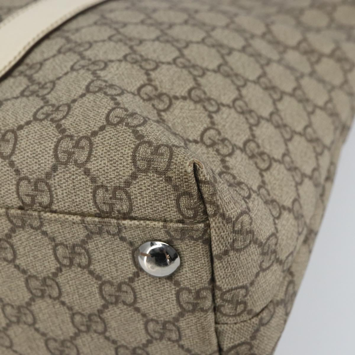 GUCCI GG Supreme Tote Bag PVC Beige Silver 114288 Auth 166134