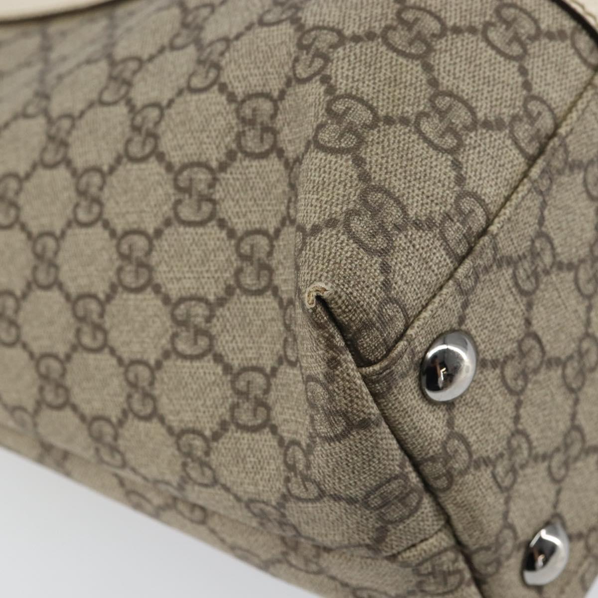 GUCCI GG Supreme Tote Bag PVC Beige Silver 114288 Auth 166134