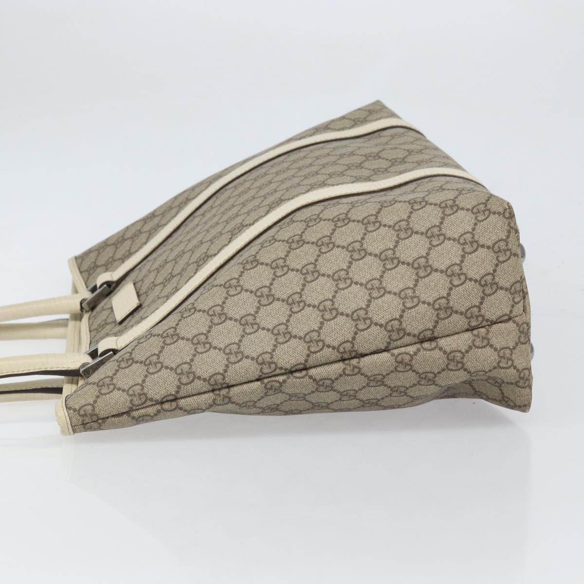 GUCCI GG Supreme Tote Bag PVC Beige Silver 114288 Auth 166134